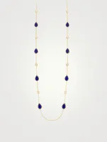 Serpent Boheme Long Gold Necklace With Lapis Lazuli And Diamonds