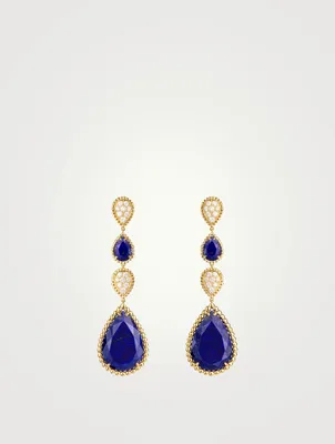 Serpent Boheme Gold Pendant Earrings With Diamonds And Lapis Lazuli