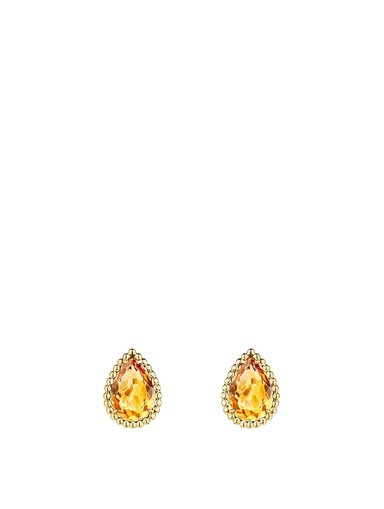 Serpent Boheme Gold Stud Earrings With Citrine