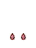 Serpent Boheme Rose Gold Stud Earrings With Rhodolite Garnet