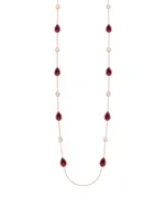 Serpent Boheme Long Rose Gold Necklace With Rhodolite Garnet And Diamonds