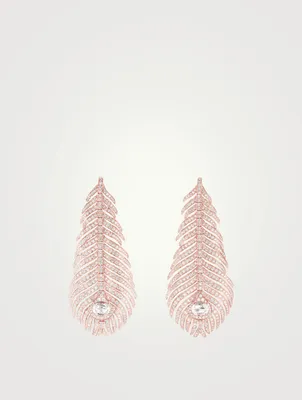 Plume De Paon Rose Gold Pendant Earrings With Diamonds