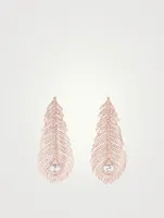 Plume De Paon Rose Gold Pendant Earrings With Diamonds