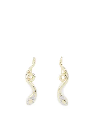 Legends Cobra 18K Gold Pavé Diamond Earrings