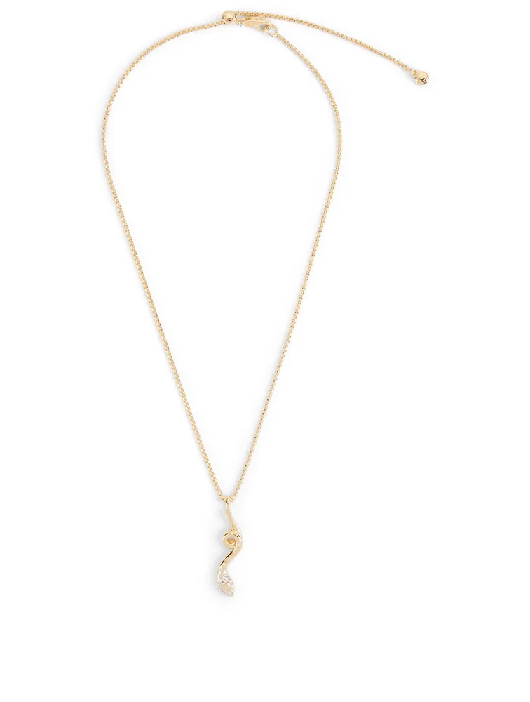 Legends Cobra 18K Gold Box Chain Necklace With Pavé Diamond Pendant