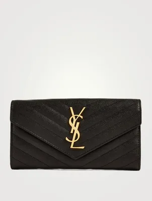 Large YSL Monogram Leather Envelope Flap Wallet