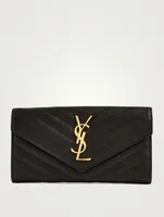 Large YSL Monogram Leather Envelope Flap Wallet