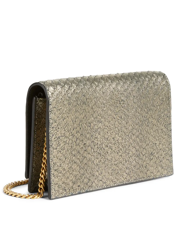 Kate YSL Monogram Metallic Python Chain Wallet Bag
