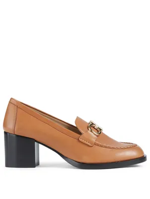 Rolo Leather Heeled Loafers With Reversible Gancini