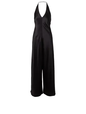 Wash & Go Satin Wide-Leg Jumpsuit