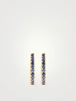 18K Gold Huggie Earrings With Blue Sapphires