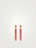 18K Rose Gold Huggie Earrings With Rubies