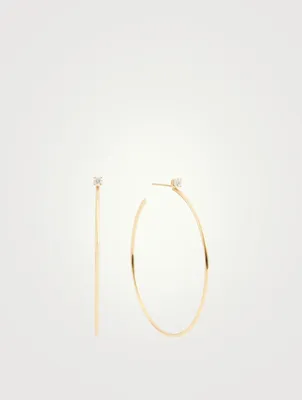 18K Gold Large Hoop Earrings With Diamonds