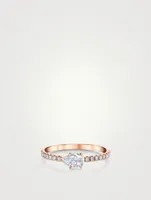 Sideways 18K Rose Gold Pear Diamond Ring