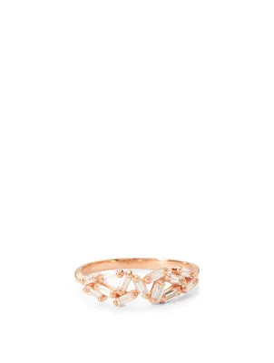 Fireworks 18K Rose Gold Chevron Ring With Diamonds