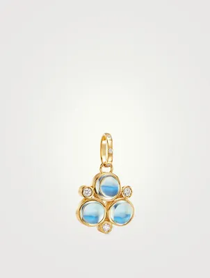 18K Gold Trio Pendant With Blue Moonstone And Diamonds