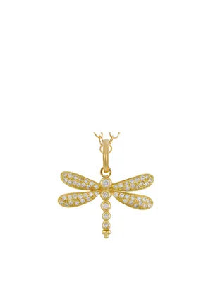 18K Gold Dragonfly Pendant with Diamonds