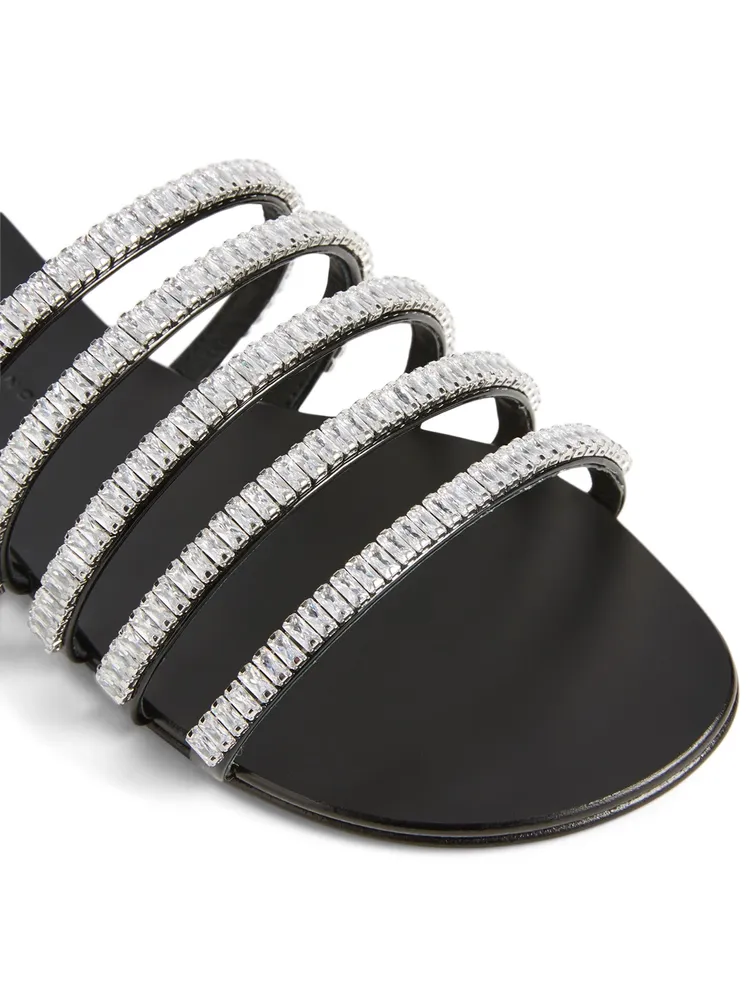 Michela Metallic Leather Crystal Sandals