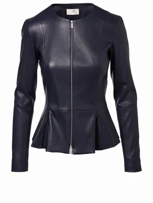 Anasta Leather Peplum Jacket