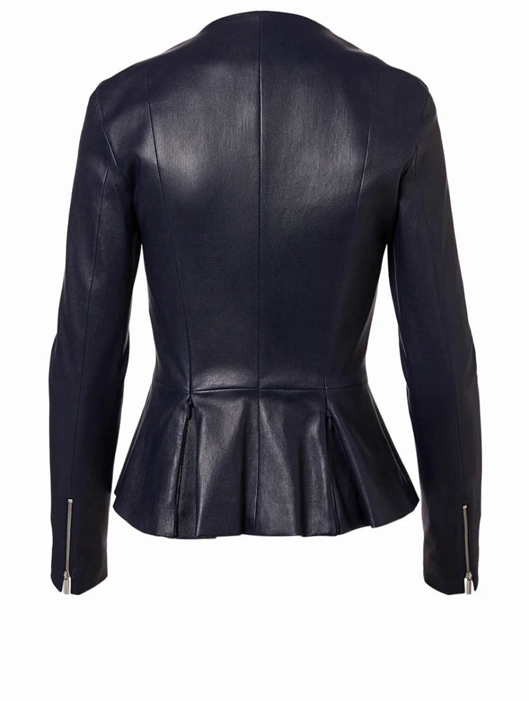 Anasta Leather Peplum Jacket