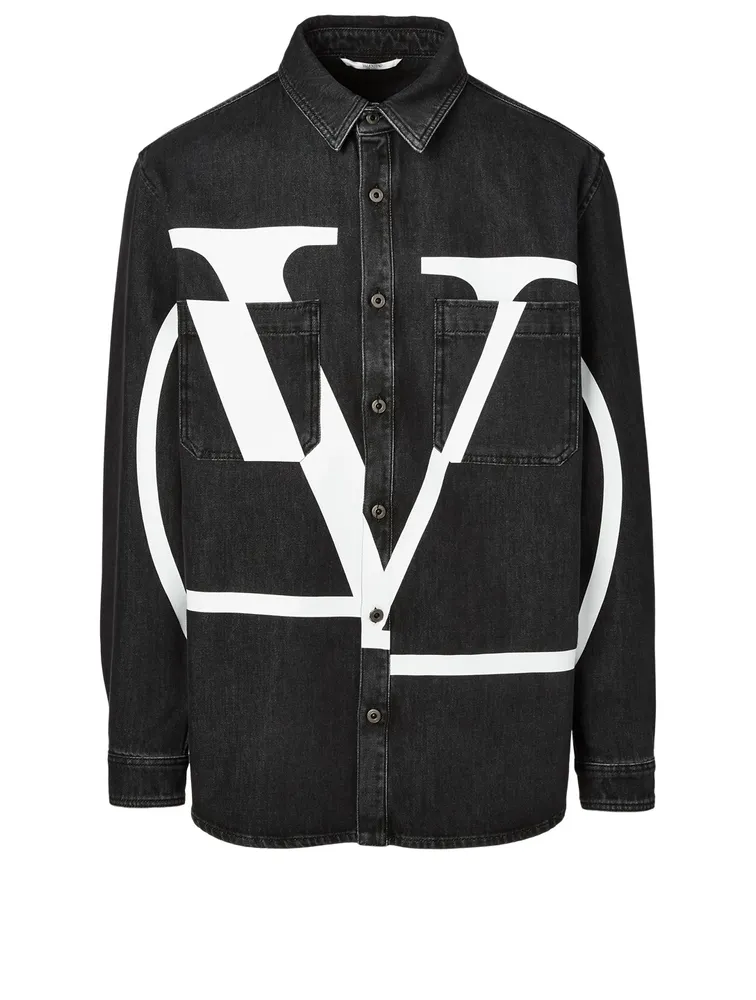 Denim Shirt With V-Logo