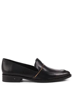Light Leather Loafers With Brass Bar