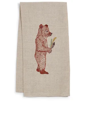 Homecoming Bear Linen Tea Towel