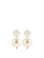 Crystal Faux Pearl Flower Earrings