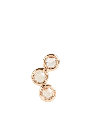 3D 18K Rose Gold Curved Earring With Diamonds