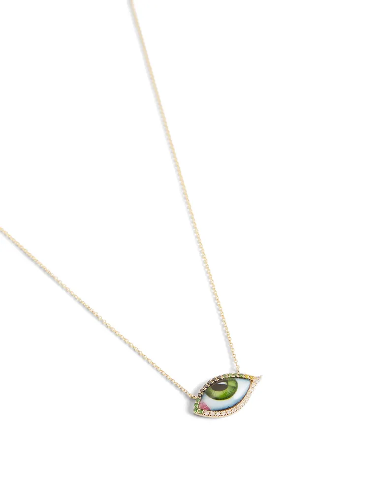 Petit Vert 14K Gold Necklace With Diamonds And Tsavorite