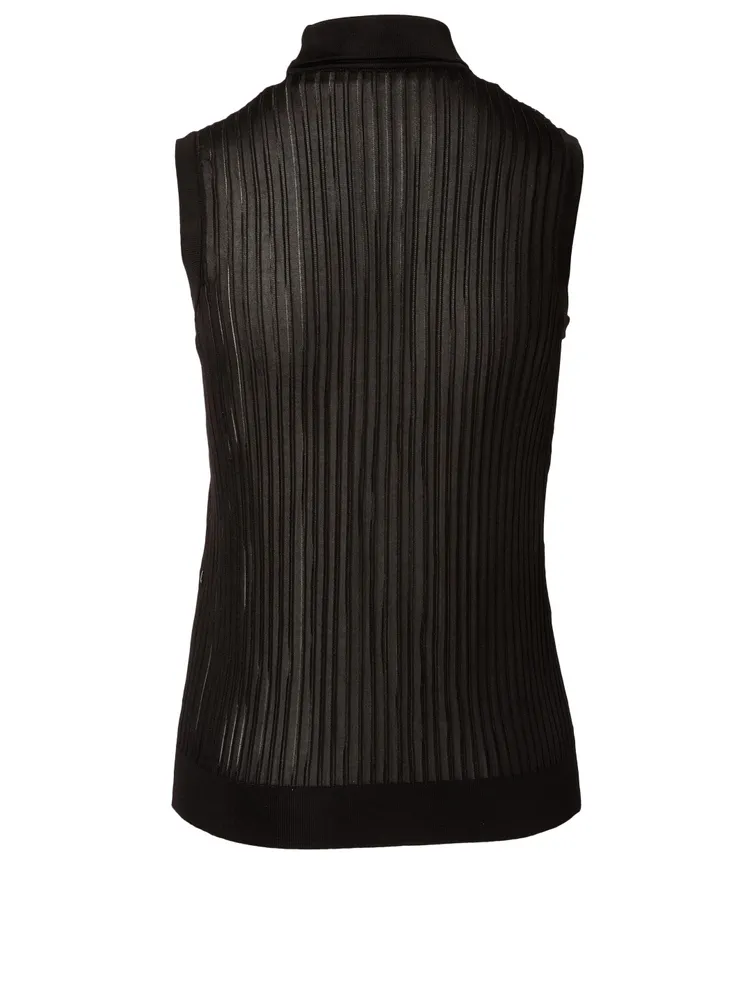 Ribbed Sleeveless Turtleneck