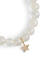 Chalcedony Beaded Bracelet With 14K Gold Diamond Star Charm