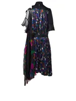 Asymmetric Pleated Dress Floral Print
