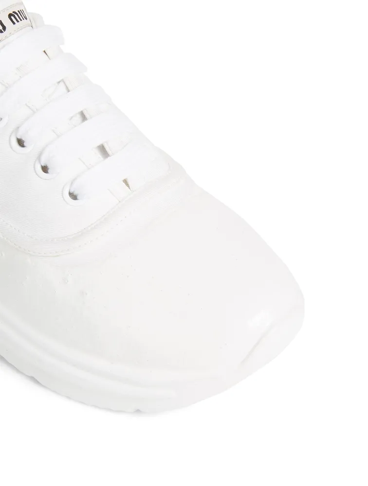 Gabardine Sneakers With Paint Effect Sole