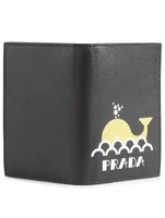 Printed Saffiano Leather Bifold Card Holder