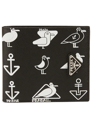 Printed Saffiano Leather Bifold Wallet