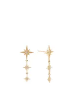 14K Gold Starburst Triple Drop Earrings With Diamonds