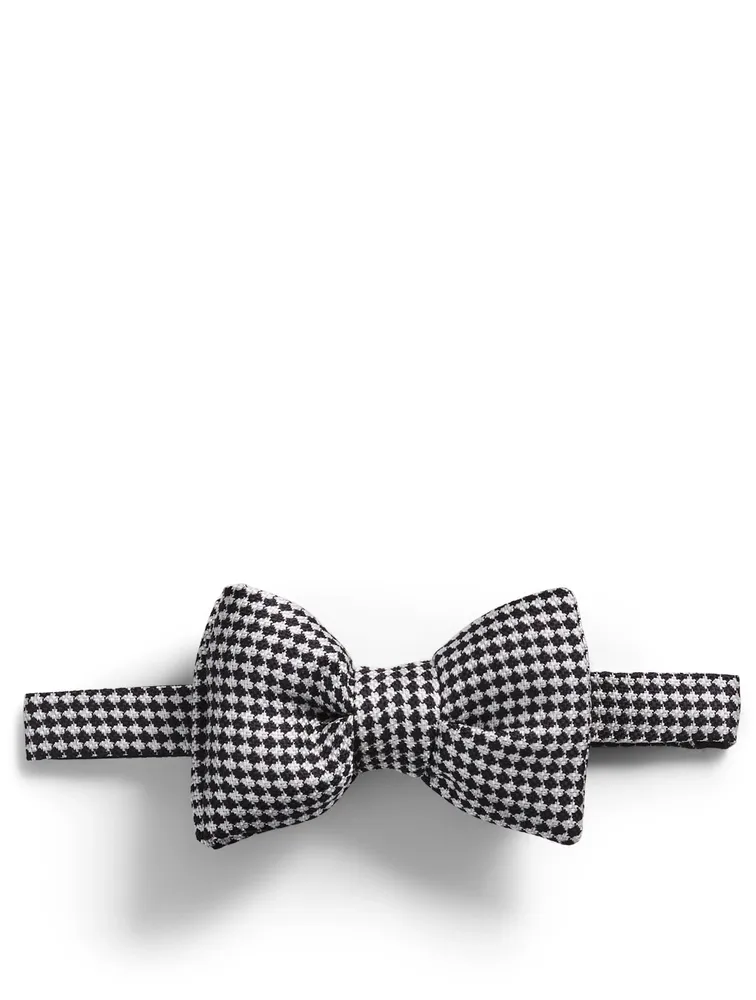 Silk Bow Tie In Houndstooth