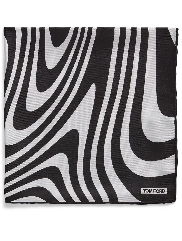 Silk Pocket Square In Wave Print