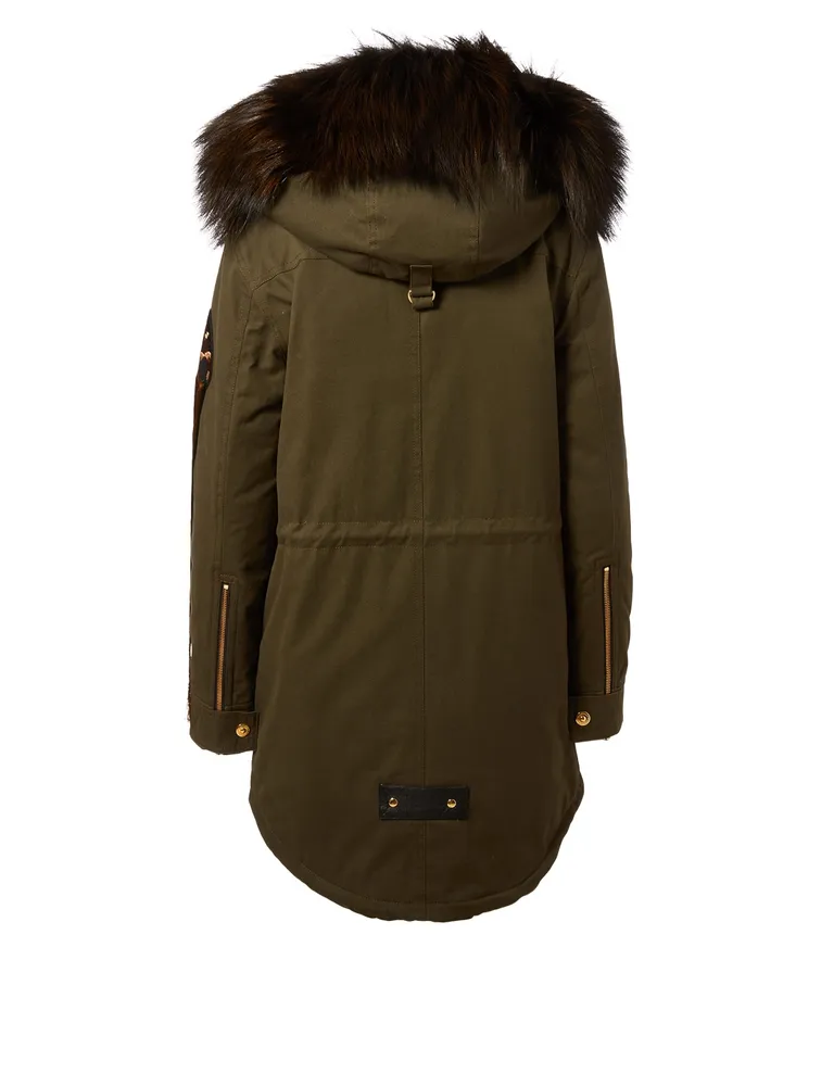 Superfreak Patch Parka With Fur Trim