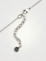Carved Chain Silver Pendant Necklace With Diamonds