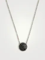 Carved Chain Silver Pendant Necklace With Black Spinel