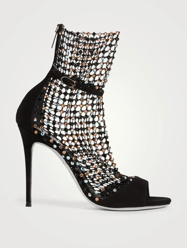 Galaxia 105 Suede And Strass Net Heeled Sandals