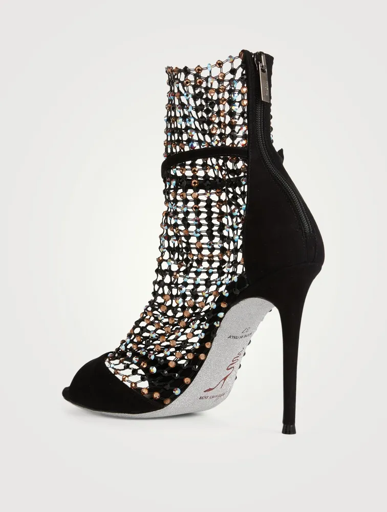 Galaxia 105 Suede And Strass Net Heeled Sandals