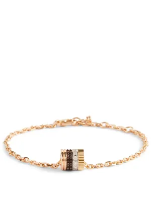 Quatre Classique Gold Chain Bracelet With Brown PVD And Diamonds