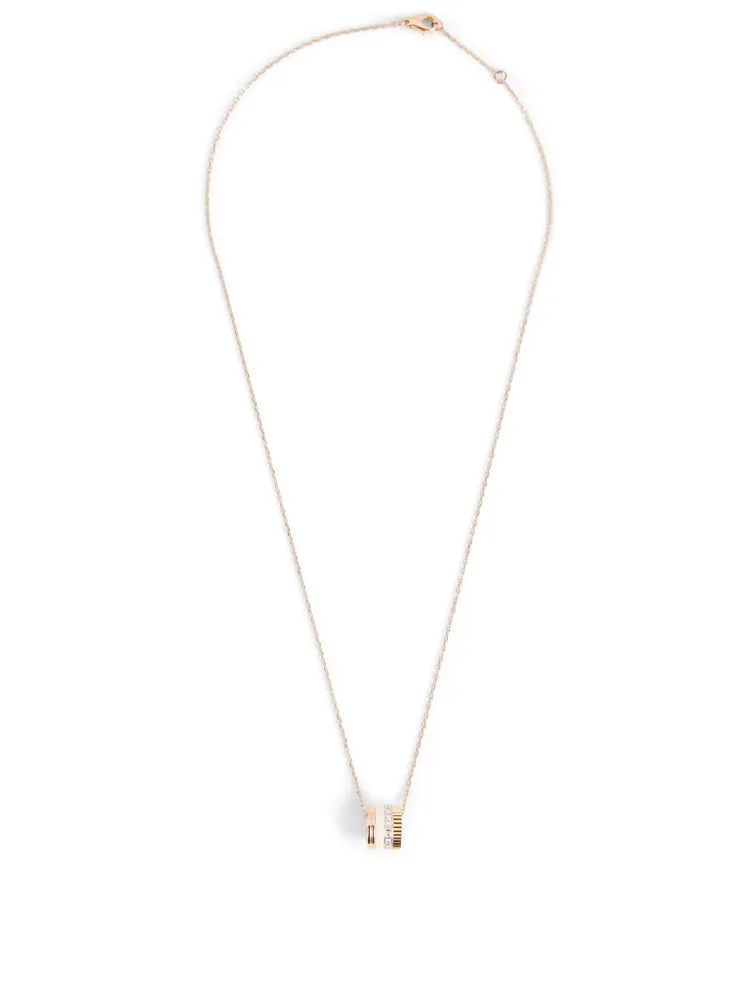 White Edition Quatre Gold Pendant Necklace With Ceramic And Diamonds