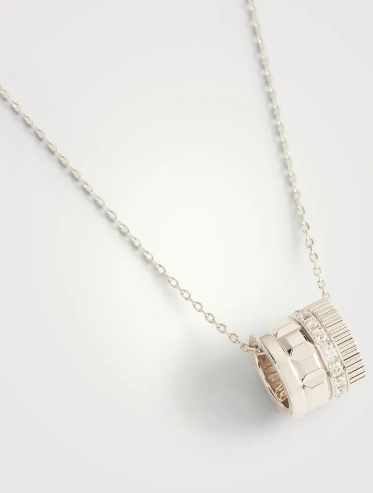 Radiant Edition Quatre White Gold Pendant Necklace With Diamonds