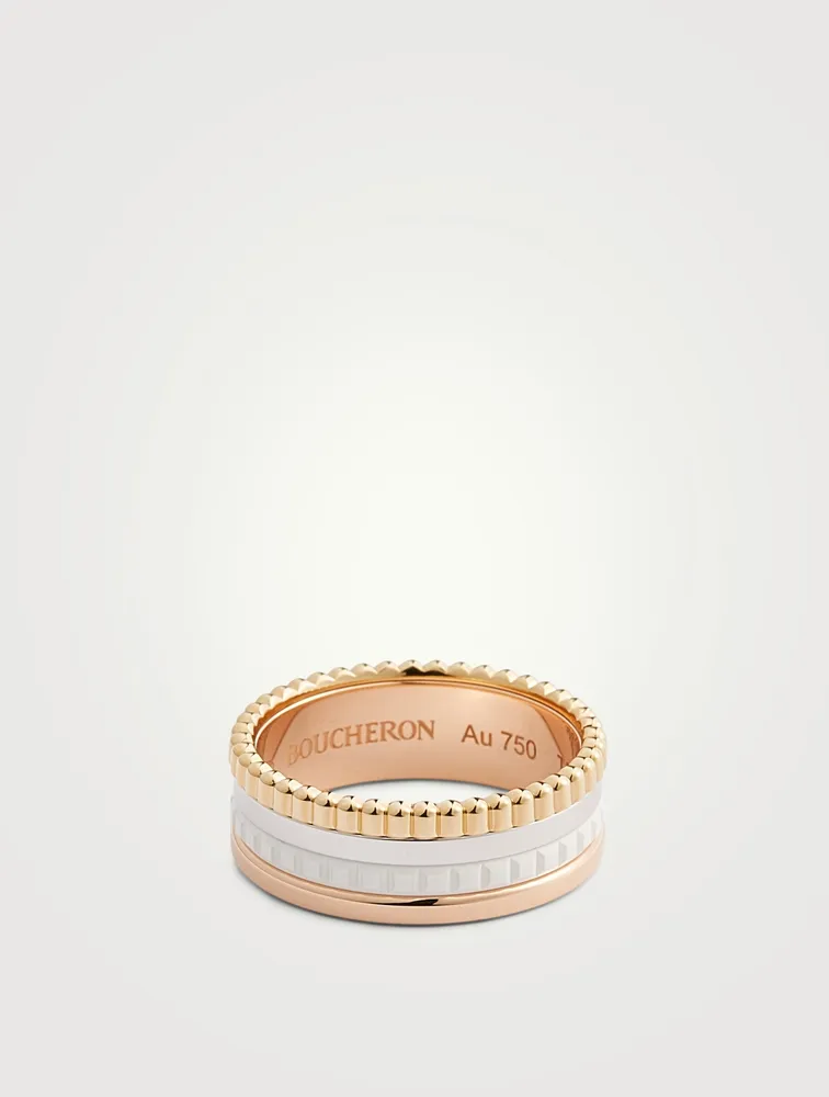 Small White Edition Quatre Gold Ring With Ceramic