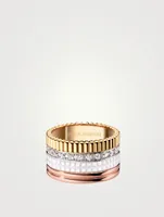 White Edition Quatre Gold Ring With Ceramic And Diamonds