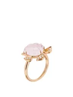 Honu The Turtle Rose Gold Ring With Pink Quartz And Diamonds